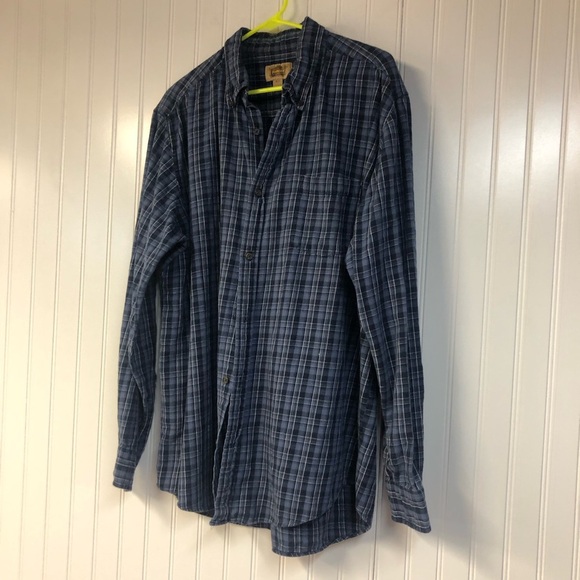The Foundry Blue Plaid Men's Long Sleeve Button Down Flannel Shirt XLT - Picture 2 of 4